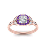 Load image into Gallery viewer, leaves-asscher-cut-halo-diamond-engagement-ring-with-purple-topaz-in-rose-gold-FD9827ASRGVITOANGLE5-NL-RG.jpg?v=1770891168