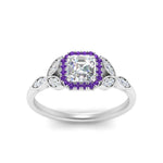 Load image into Gallery viewer, leaves-asscher-cut-halo-diamond-engagement-ring-with-purple-topaz-in-white-gold-FD9827ASRGVITOANGLE5-NL-WG.jpg?v=1770891168