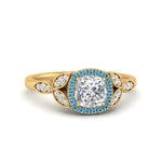 Load image into Gallery viewer, leaves-cushion-cut-halo-diamond-engagement-ring-with-blue-topaz-in-yellow-gold-FD9827CURGICBLTO-NL-YG.jpg?v=1770891187