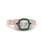 Load image into Gallery viewer, leaves-cushion-cut-halo-diamond-engagement-ring-with-emerald-in-rose-gold-FD9827CURGEMGR-NL-RG.jpg?v=1770891187