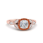 Load image into Gallery viewer, leaves-cushion-cut-halo-diamond-engagement-ring-with-orange-sapphire-in-rose-gold-FD9827CURGSAOR-NL-RG.jpg?v=1770891187