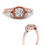 Load image into Gallery viewer, leaves-cushion-cut-halo-diamond-engagement-ring-with-orange-sapphire-in-rose-gold-FD9827CURGSAORANGLE3-NL-RG.jpg?v=1770891187