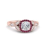 Load image into Gallery viewer, leaves-cushion-cut-halo-diamond-engagement-ring-with-pink-sapphire-in-rose-gold-FD9827CURGSADRPI-NL-RG.jpg?v=1770891187