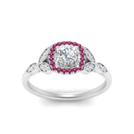 Load image into Gallery viewer, leaves-cushion-cut-halo-diamond-engagement-ring-with-pink-sapphire-in-white-gold-FD9827CURGSADRPIANGLE5-NL-WG.jpg?v=1770891187