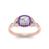 Load image into Gallery viewer, leaves-cushion-cut-halo-diamond-engagement-ring-with-purple-topaz-in-rose-gold-FD9827CURGVITOANGLE5-NL-RG.jpg?v=1770891186