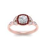 Load image into Gallery viewer, leaves-cushion-cut-halo-diamond-engagement-ring-with-ruby-in-rose-gold-FD9827CURGRUDRANGLE5-NL-RG.jpg?v=1770891187