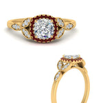 Load image into Gallery viewer, leaves-cushion-cut-halo-diamond-engagement-ring-with-ruby-in-yellow-gold-FD9827CURGRUDRANGLE3-NL-YG.jpg?v=1770891187