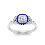 Load image into Gallery viewer, leaves-cushion-cut-halo-diamond-engagement-ring-with-sapphire-in-white-gold-FD9827CURGSABLANGLE5-NL-WG.jpg?v=1770891186