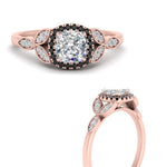 Load image into Gallery viewer, leaves-cushion-cut-halo-engagement-ring-with-black-diamond-in-rose-gold-FD9827CURGBLACKANGLE3-NL-RG.jpg?v=1770891186
