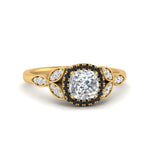 Load image into Gallery viewer, leaves-cushion-cut-halo-engagement-ring-with-black-diamond-in-yellow-gold-FD9827CURGBLACK-NL-YG.jpg?v=1770891186