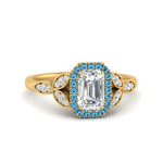 Load image into Gallery viewer, leaves-emerald-cut-halo-diamond-engagement-ring-with-blue-topaz-in-yellow-gold-FD9827EMRGICBLTO-NL-YG.jpg?v=1770891203