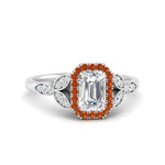 Load image into Gallery viewer, leaves-emerald-cut-halo-diamond-engagement-ring-with-orange-sapphire-in-white-gold-FD9827EMRGSAOR-NL-WG.jpg?v=1770891203