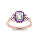 Load image into Gallery viewer, leaves-emerald-cut-halo-diamond-engagement-ring-with-purple-topaz-in-rose-gold-FD9827EMRGVITOANGLE5-NL-RG.jpg?v=1770891203
