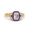 Load image into Gallery viewer, leaves-emerald-cut-halo-diamond-engagement-ring-with-purple-topaz-in-yellow-gold-FD9827EMRGVITO-NL-YG.jpg?v=1770891203
