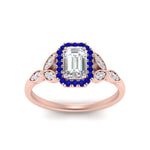 Load image into Gallery viewer, leaves-emerald-cut-halo-diamond-engagement-ring-with-sapphire-in-rose-gold-FD9827EMRGSABLANGLE5-NL-RG.jpg?v=1770891203