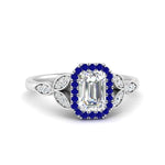 Load image into Gallery viewer, leaves-emerald-cut-halo-diamond-engagement-ring-with-sapphire-in-white-gold-FD9827EMRGSABL-NL-WG.jpg?v=1770891203