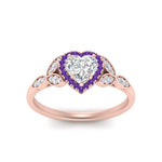 Load image into Gallery viewer, leaves-heart-shaped-halo-diamond-engagement-ring-with-purple-topaz-in-rose-gold-FD9827HTRGVITOANGLE5-NL-RG.jpg?v=1770891218