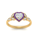 Load image into Gallery viewer, leaves-heart-shaped-halo-diamond-engagement-ring-with-purple-topaz-in-yellow-gold-FD9827HTRGVITOANGLE5-NL-YG.jpg?v=1770891218