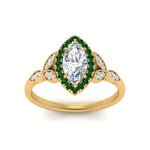 Load image into Gallery viewer, leaves-marquise-cut-halo-diamond-engagement-ring-with-emerald-in-yellow-gold-FD9827MQRGEMGRANGLE5-NL-YG.jpg?v=1770891234