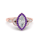 Load image into Gallery viewer, leaves-marquise-cut-halo-diamond-engagement-ring-with-purple-topaz-in-rose-gold-FD9827MQRGVITO-NL-RG.jpg?v=1770891235