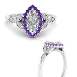 Load image into Gallery viewer, leaves-marquise-cut-halo-diamond-engagement-ring-with-purple-topaz-in-white-gold-FD9827MQRGVITOANGLE3-NL-WG.jpg?v=1770891235