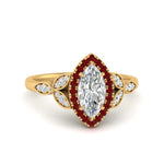 Load image into Gallery viewer, leaves-marquise-cut-halo-diamond-engagement-ring-with-ruby-in-yellow-gold-FD9827MQRGRUDR-NL-YG.jpg?v=1770891235