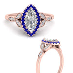 Load image into Gallery viewer, leaves-marquise-cut-halo-diamond-engagement-ring-with-sapphire-in-rose-gold-FD9827MQRGSABLANGLE3-NL-RG.jpg?v=1770891235