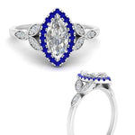 Load image into Gallery viewer, leaves-marquise-cut-halo-diamond-engagement-ring-with-sapphire-in-white-gold-FD9827MQRGSABLANGLE3-NL-WG.jpg?v=1770891235