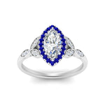 Load image into Gallery viewer, leaves-marquise-cut-halo-diamond-engagement-ring-with-sapphire-in-white-gold-FD9827MQRGSABLANGLE5-NL-WG.jpg?v=1770891235
