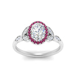 Load image into Gallery viewer, leaves-oval-shaped-halo-diamond-engagement-ring-with-pink-sapphire-in-white-gold-FD9827OVRGSADRPIANGLE5-NL-WG.jpg?v=1770891253