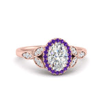 Load image into Gallery viewer, leaves-oval-shaped-halo-diamond-engagement-ring-with-purple-topaz-in-rose-gold-FD9827OVRGVITO-NL-RG.jpg?v=1770891253