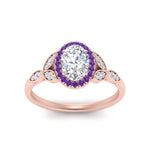 Load image into Gallery viewer, leaves-oval-shaped-halo-diamond-engagement-ring-with-purple-topaz-in-rose-gold-FD9827OVRGVITOANGLE5-NL-RG.jpg?v=1770891253