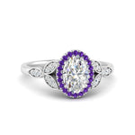 Load image into Gallery viewer, leaves-oval-shaped-halo-diamond-engagement-ring-with-purple-topaz-in-white-gold-FD9827OVRGVITO-NL-WG.jpg?v=1770891254
