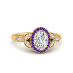 Load image into Gallery viewer, leaves-oval-shaped-halo-diamond-engagement-ring-with-purple-topaz-in-yellow-gold-FD9827OVRGVITO-NL-YG.jpg?v=1770891254