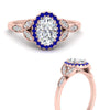 Load image into Gallery viewer, leaves-oval-shaped-halo-diamond-engagement-ring-with-sapphire-in-rose-gold-FD9827OVRGSABLANGLE3-NL-RG.jpg?v=1770891254