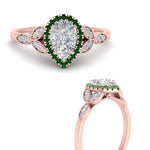 Load image into Gallery viewer, leaves-pear-shaped-halo-diamond-engagement-ring-with-emerald-in-rose-gold-FD9827PERGEMGRANGLE3-NL-RG.jpg?v=1770891269