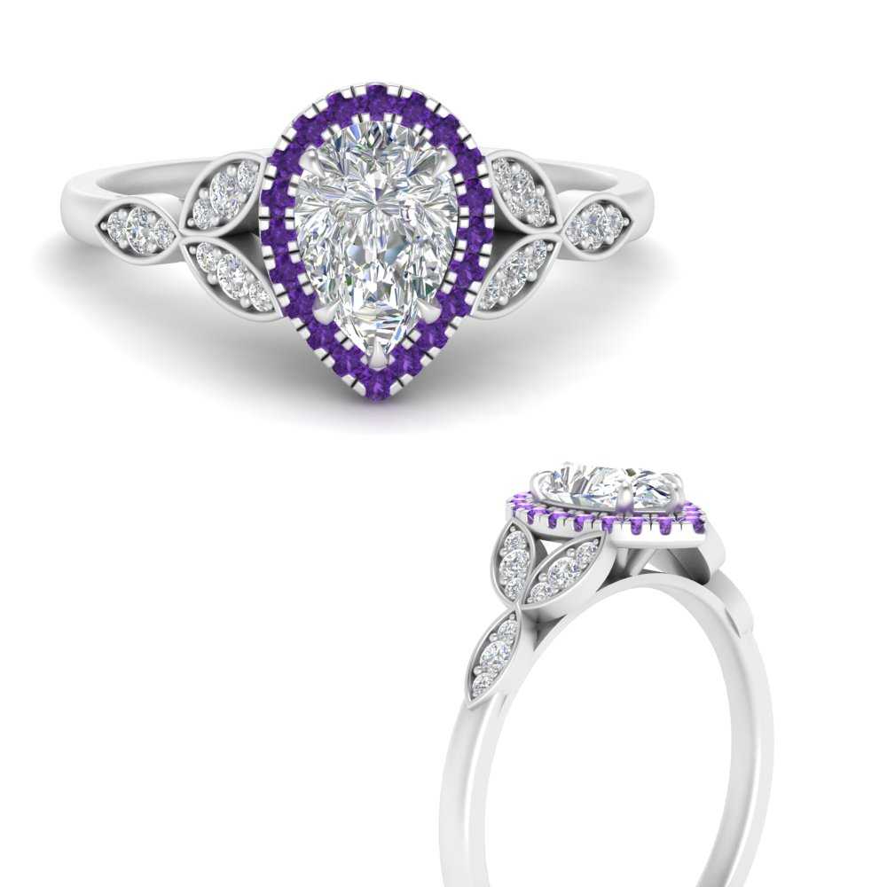 leaves-pear-shaped-halo-diamond-engagement-ring-with-purple-topaz-in-white-gold-FD9827PERGVITOANGLE3-NL-WG.jpg?v=1770891269