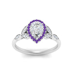 Load image into Gallery viewer, leaves-pear-shaped-halo-diamond-engagement-ring-with-purple-topaz-in-white-gold-FD9827PERGVITOANGLE5-NL-WG.jpg?v=1770891269