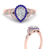 Load image into Gallery viewer, leaves-pear-shaped-halo-diamond-engagement-ring-with-sapphire-in-rose-gold-FD9827PERGSABLANGLE3-NL-RG.jpg?v=1770891269