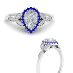 Load image into Gallery viewer, leaves-pear-shaped-halo-diamond-engagement-ring-with-sapphire-in-white-gold-FD9827PERGSABLANGLE3-NL-WG.jpg?v=1770891269