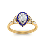 Load image into Gallery viewer, leaves-pear-shaped-halo-diamond-engagement-ring-with-sapphire-in-yellow-gold-FD9827PERGSABLANGLE5-NL-YG.jpg?v=1770891269
