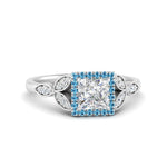 Load image into Gallery viewer, leaves-princess-cut-halo-diamond-engagement-ring-with-blue-topaz-in-white-gold-FD9827PRRGICBLTO-NL-WG.jpg?v=1770891287