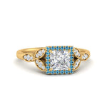 Load image into Gallery viewer, leaves-princess-cut-halo-diamond-engagement-ring-with-blue-topaz-in-yellow-gold-FD9827PRRGICBLTO-NL-YG.jpg?v=1770891286
