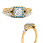 Load image into Gallery viewer, leaves-princess-cut-halo-diamond-engagement-ring-with-blue-topaz-in-yellow-gold-FD9827PRRGICBLTOANGLE3-NL-YG.jpg?v=1770891286