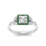 Load image into Gallery viewer, leaves-princess-cut-halo-diamond-engagement-ring-with-emerald-in-white-gold-FD9827PRRGEMGRANGLE5-NL-WG.jpg?v=1770891286