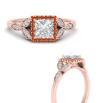 Load image into Gallery viewer, leaves-princess-cut-halo-diamond-engagement-ring-with-orange-sapphire-in-rose-gold-FD9827PRRGSAORANGLE3-NL-RG.jpg?v=1770891286