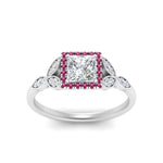 Load image into Gallery viewer, leaves-princess-cut-halo-diamond-engagement-ring-with-pink-sapphire-in-white-gold-FD9827PRRGSADRPIANGLE5-NL-WG.jpg?v=1770891287