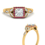 Load image into Gallery viewer, leaves-princess-cut-halo-diamond-engagement-ring-with-pink-sapphire-in-yellow-gold-FD9827PRRGSADRPIANGLE3-NL-YG.jpg?v=1770891286