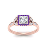 Load image into Gallery viewer, leaves-princess-cut-halo-diamond-engagement-ring-with-purple-topaz-in-rose-gold-FD9827PRRGVITOANGLE5-NL-RG.jpg?v=1770891287