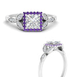 Load image into Gallery viewer, leaves-princess-cut-halo-diamond-engagement-ring-with-purple-topaz-in-white-gold-FD9827PRRGVITOANGLE3-NL-WG.jpg?v=1770891287